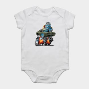 Classic American Muscle Car Hot Rod Cartoon Vector Illustration Baby Bodysuit